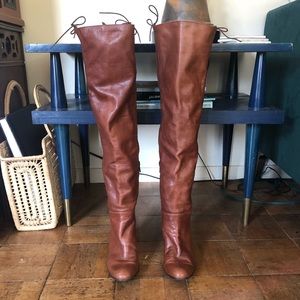 Vintage leather over the knee boots